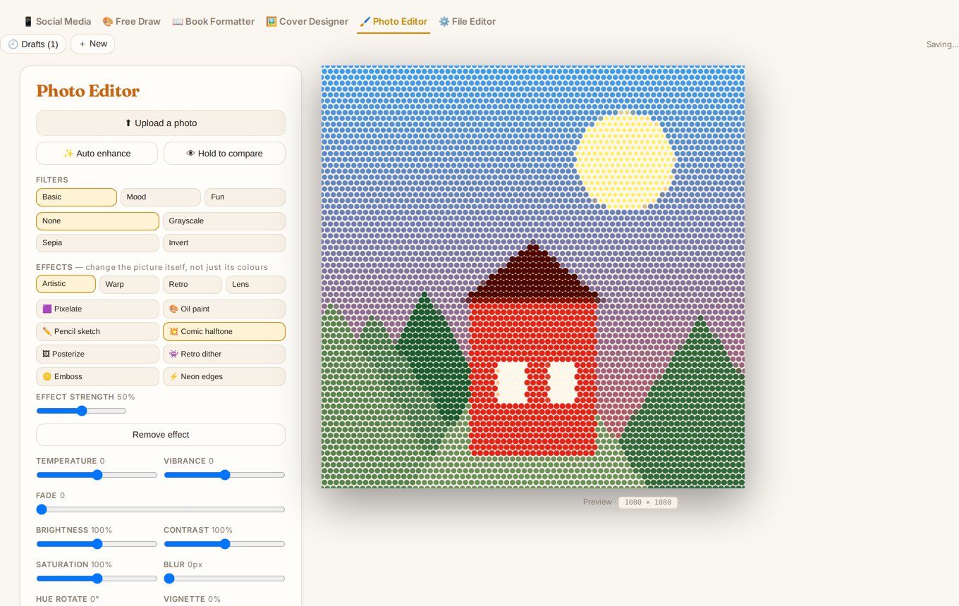 Photo Editor with a comic halftone effect